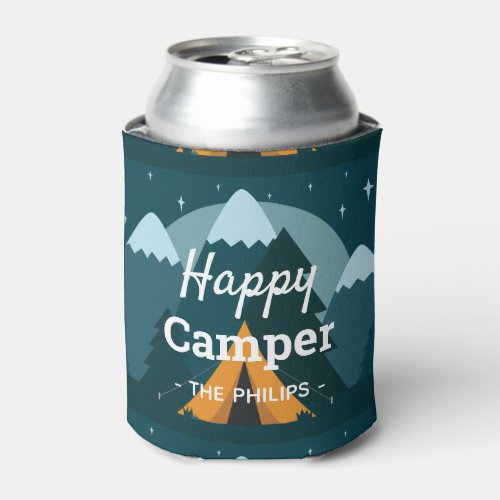 Happy Camper Tent and Mountains Can Cooler