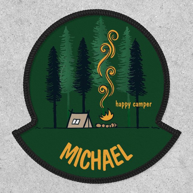 Happy Camper Tent Camping Site Custom Patch (Front)