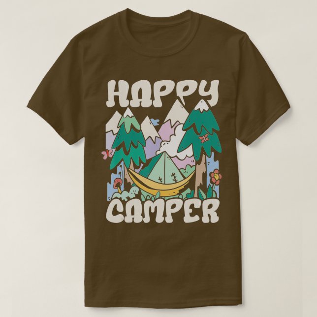 Happy Camper Tent Cool Camping  T-Shirt (Design Front)