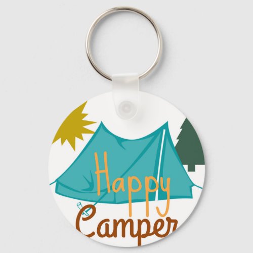 Happy Camper Tent Outdoors Keychain