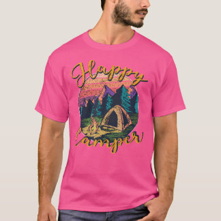Happy Camper Tent Sunset Mountains Campfire Campin T-Shirt