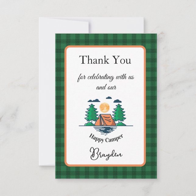 Happy Camper Thank You Card Kids Birthday (Front)