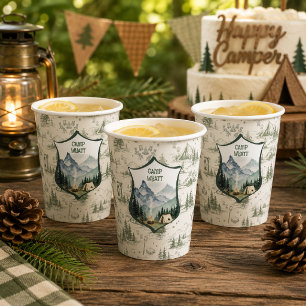 Happy Camper Toile Crest Paper Cups