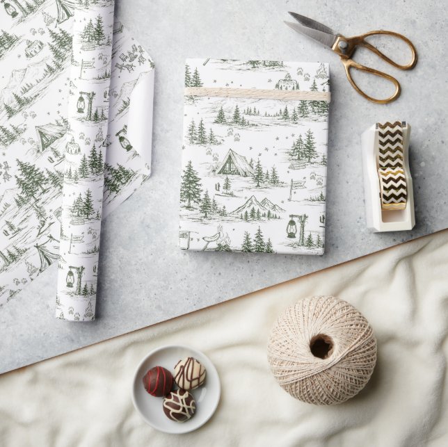 Happy Camper Toile Pattern Wrapping Paper (Crafts)