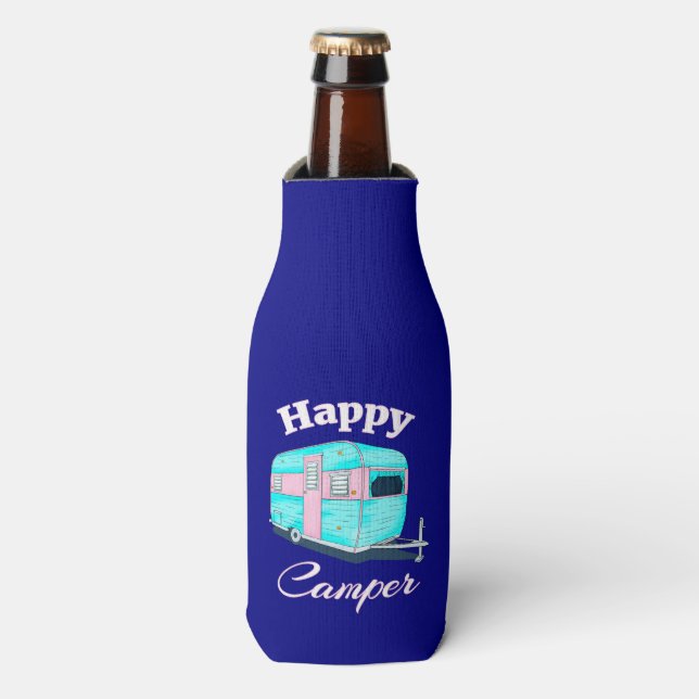 Happy Camper Trailer Camping Bottle Cooler (Bottle Front)