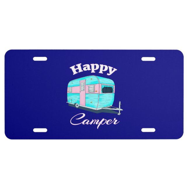 Happy Camper Trailer Camping License Plate (Front)