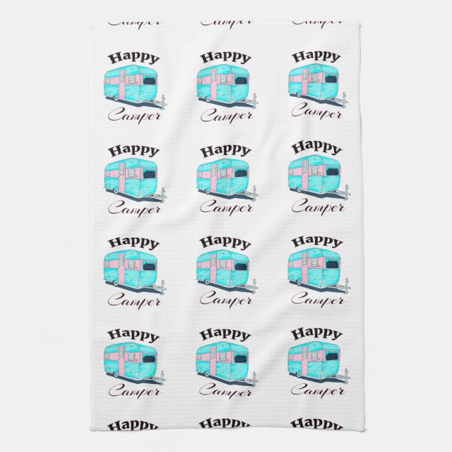 Happy Camper Trailer Camping Towel (Vertical)