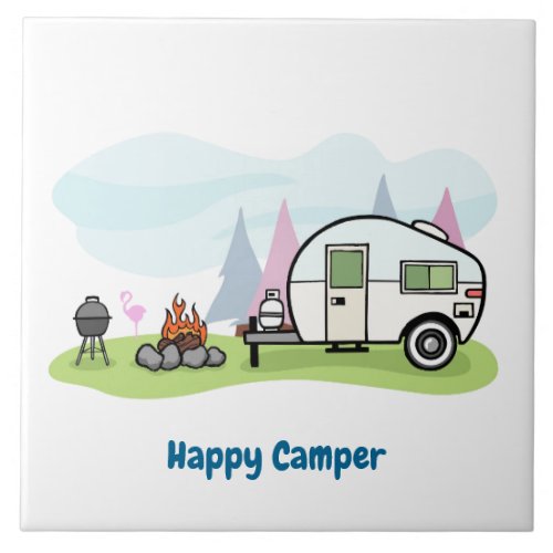 Happy Camper Trailer Ceramic Tile