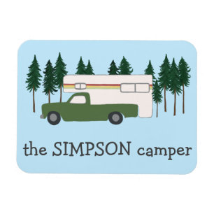 HAPPY CAMPER Truck Camping RVing Motorhome Trees Magnet