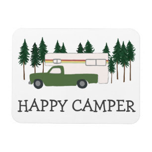 HAPPY CAMPER Truck Camping RVing Motorhome Trees Magnet