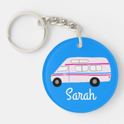 HAPPY CAMPER Van RV Motorhome Campervan CUSTOM  Keychain