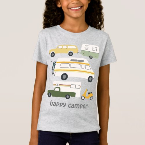 HAPPY CAMPER Vintage camping trailer RV CUSTOM T_Shirt