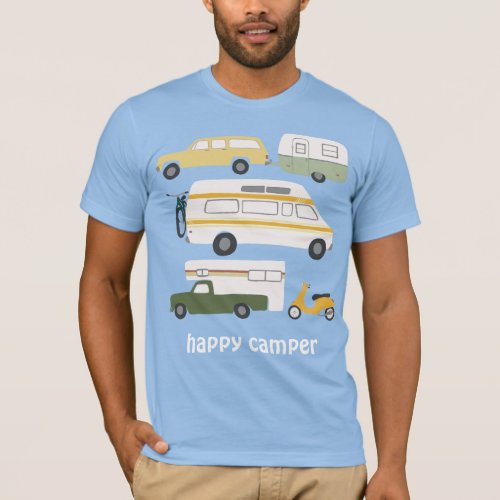 HAPPY CAMPER Vintage camping trailer RV CUSTOM T_Shirt