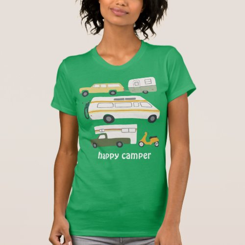 HAPPY CAMPER Vintage camping trailer RV CUSTOM T_Shirt