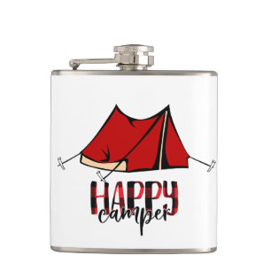 Happy Camper Vinyl Wrapped Flask