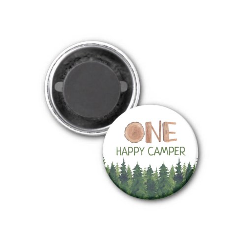 Happy Camper Watercolor Wooden One Rustic Magnet