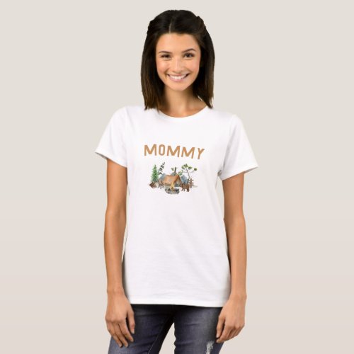 Happy Camper Watercolor Woodland Mommy Birthday T_Shirt