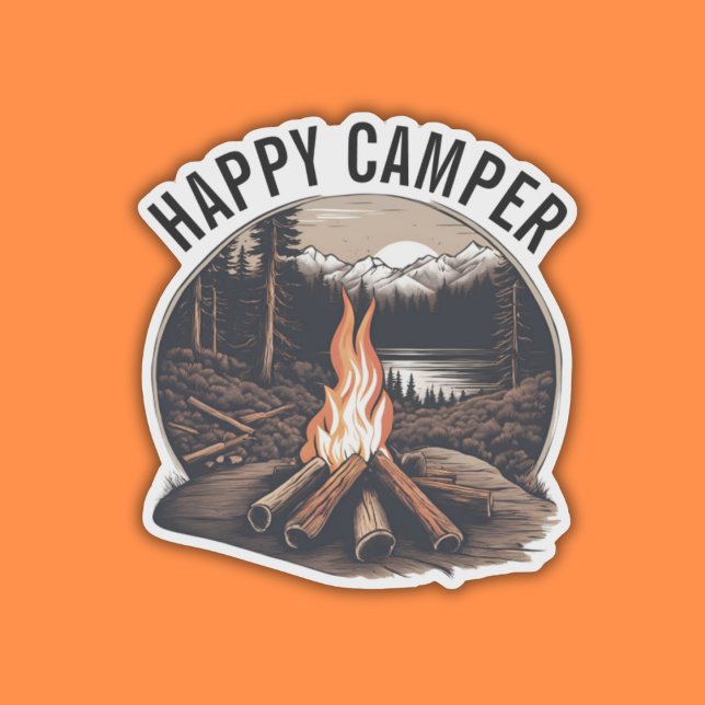 Happy Camper Waterproof  Sticker (Creator Uploaded)