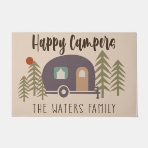 Happy Camper Welcome Pastel Color Door Mat