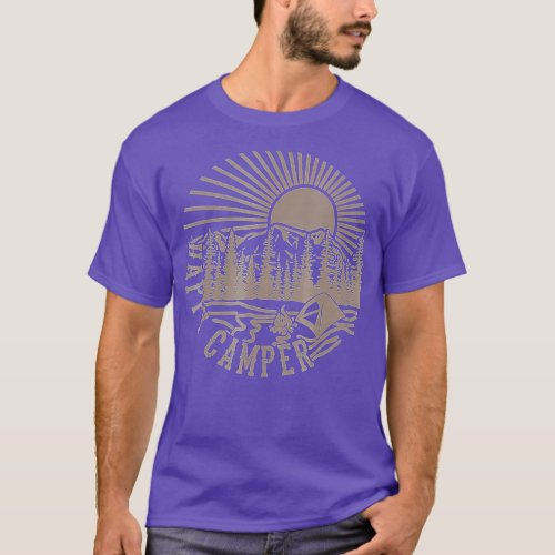 Happy Camper  with rees Mountain and Sun  T_Shirt