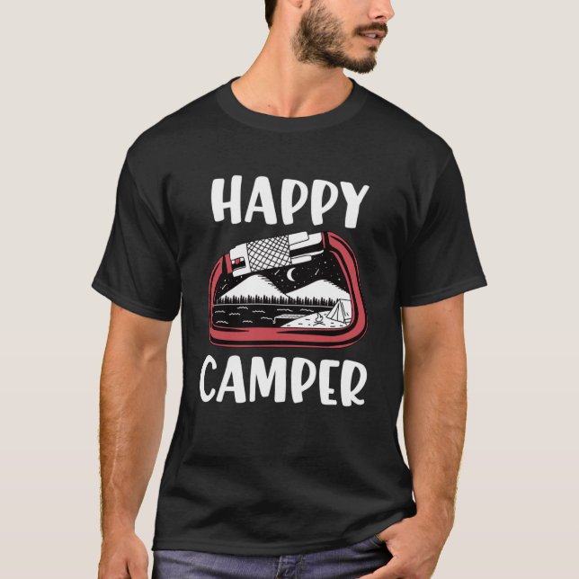 Happy Camper  Womens Family RV Camping  Carabiner T-Shirt (Front)