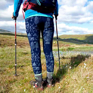 Happy Camper Woodland Mountain Camping Outdoors Leggings