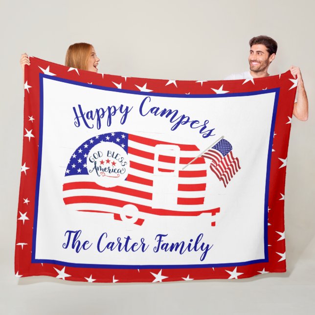 Happy Campers America personalized Fleece Blanket (In Situ)