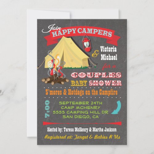 Happy Campers Baby Shower Invitations