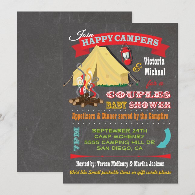 Happy Campers Baby Shower Invitations (Front/Back)