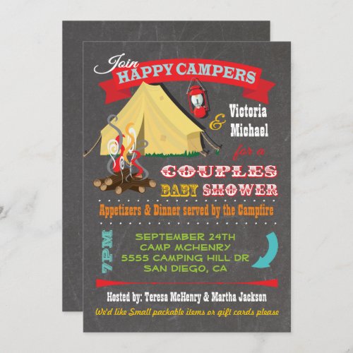 Happy Campers Baby Shower Invitations