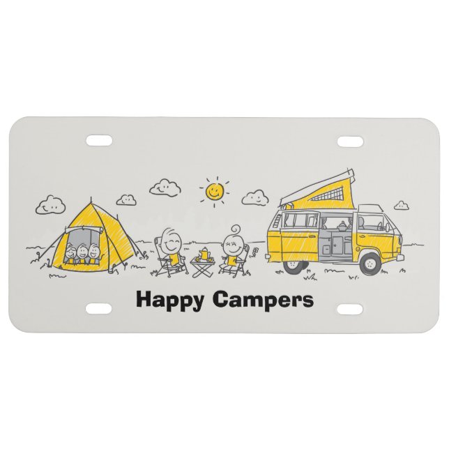 Happy Campers Background License Plate (Front)