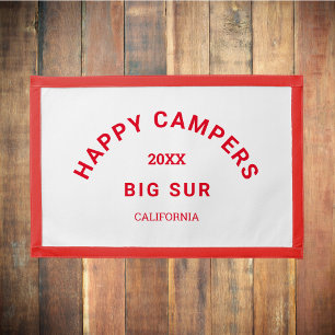 Happy Campers Camp Weekend Retro Red  Pennant