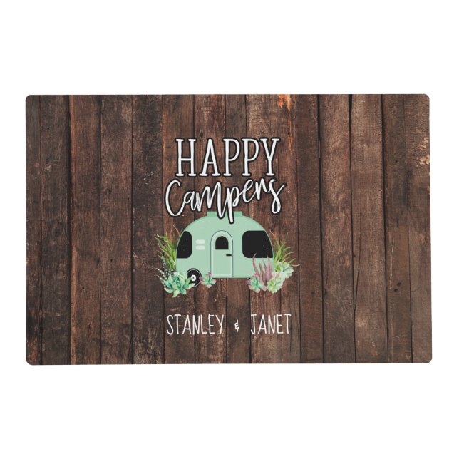 Happy Campers, Camping, RV, Motorhome, Trailer Placemat (Front)