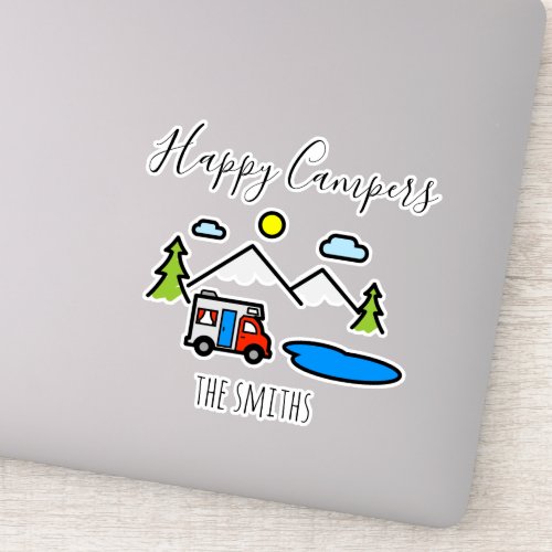 Happy Campers Camping RV Recreational Vehicle Sticker