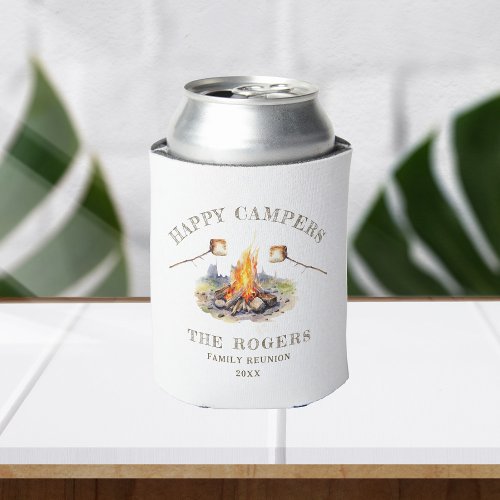 Happy Campers Camping Vacation Family Trip Custom  Can Cooler