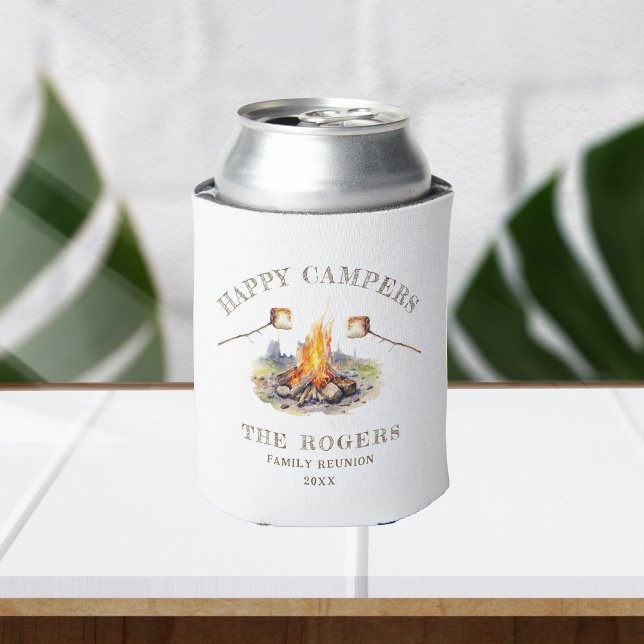 Happy Campers Camping Vacation Family Trip Custom  Can Cooler (Creator Uploaded)