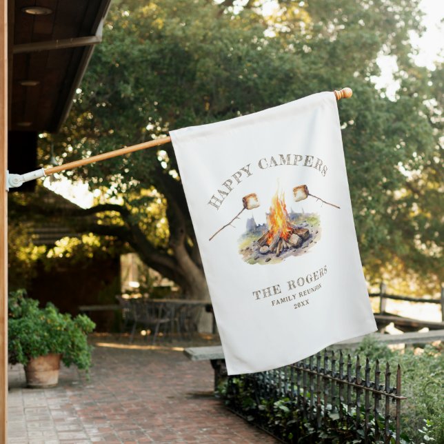 Happy Campers Camping Vacation Family Trip Custom House Flag (In SItu)