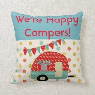 Happy Campers - Caravan Camping Sayings Pillow