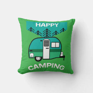 Happy Campers Caravaner Camper Throw Pillow
