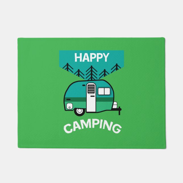 Happy Campers | Caravaner | Camper Throw Pillow Doormat (Front)