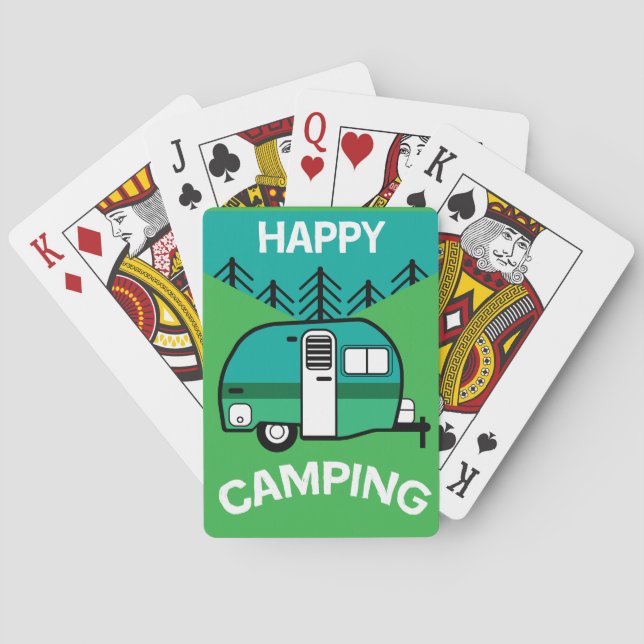 Happy Campers | Caravaner | Camper Throw Pillow Mu Poker Cards (Back)
