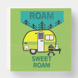 Happy Campers Caravaner Camper Throw Pillow Mu Wooden Box Sign