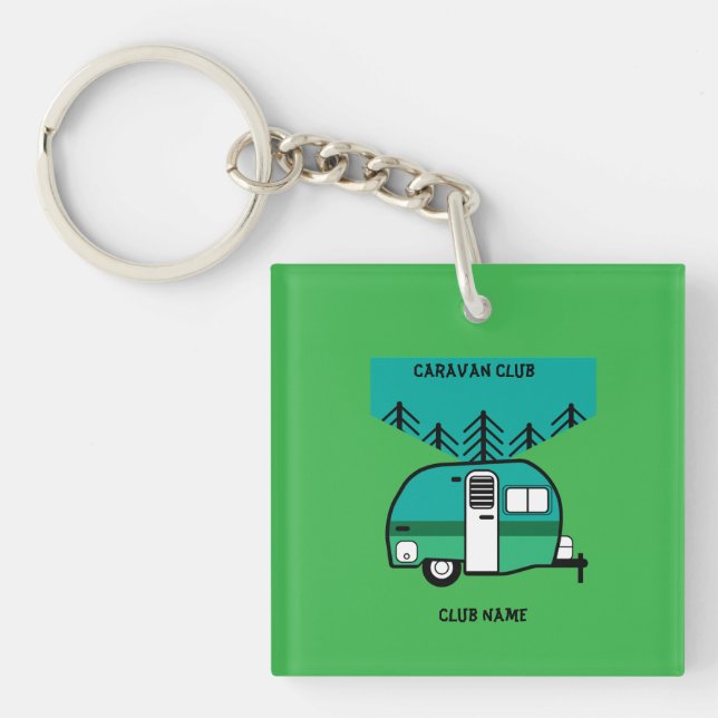 Happy Campers Caravanning Funny Caravans Keychain (Front)