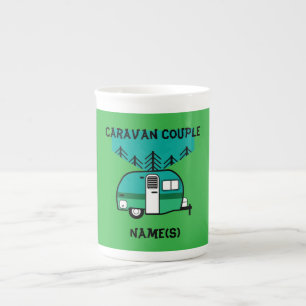 Happy Campers Caravanning Funny Caravans Two-Tone  Bone China Mug