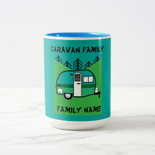 Happy Campers Caravanning Funny Caravans Two-Tone  Coffee Mug