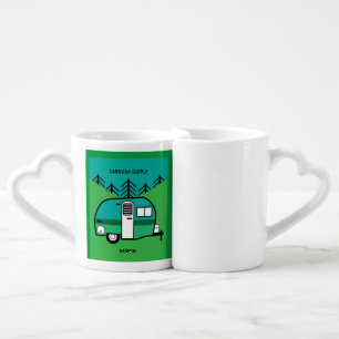 Happy Campers Caravanning Funny Caravans Two-Tone  Coffee Mug Set