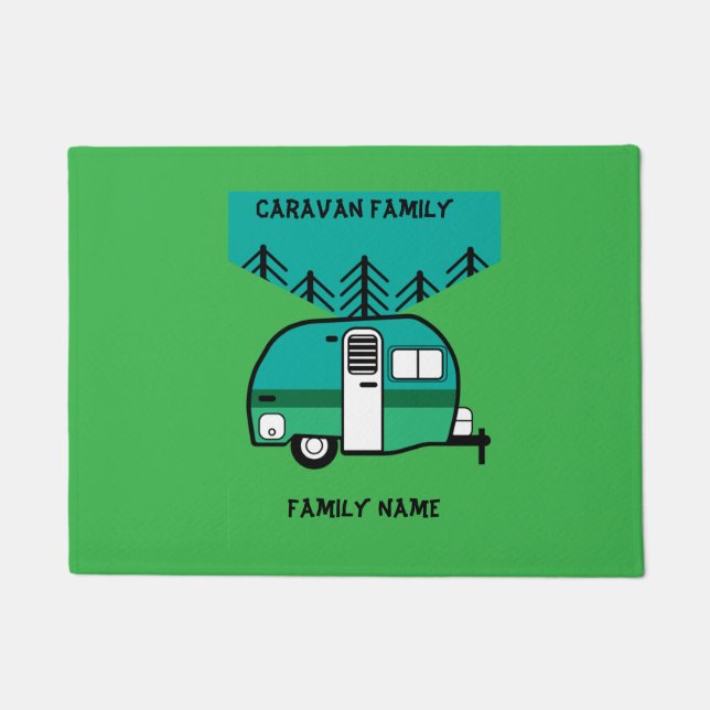 Happy Campers Caravanning Funny Caravans Two-Tone  Doormat (Front)
