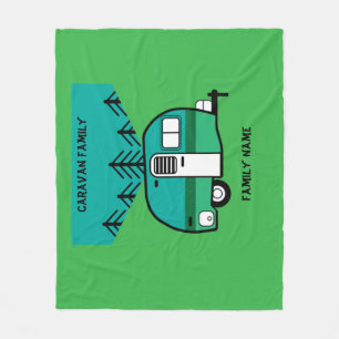Happy Campers Caravanning Funny Caravans Two-Tone Fleece Blanket