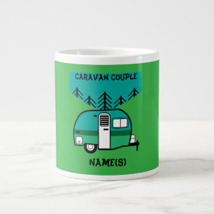Happy Campers Caravanning Funny Caravans Two-Tone Giant Coffee Mug
