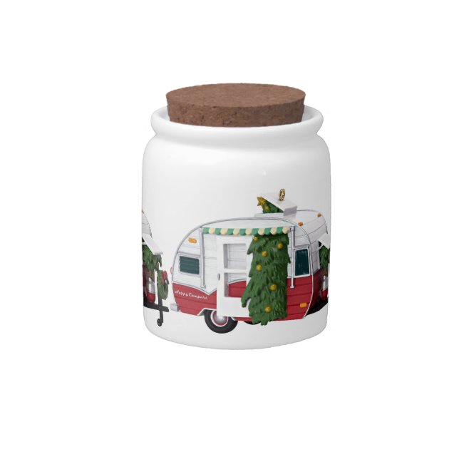 HAPPY CAMPERS CHRISTMAS CANDY JAR (Front)
